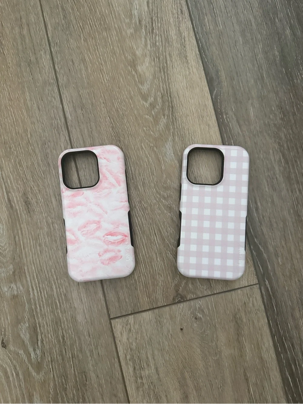 Casely IPhone 16 Pro Pink Gingham & Lip Print Phone Cases